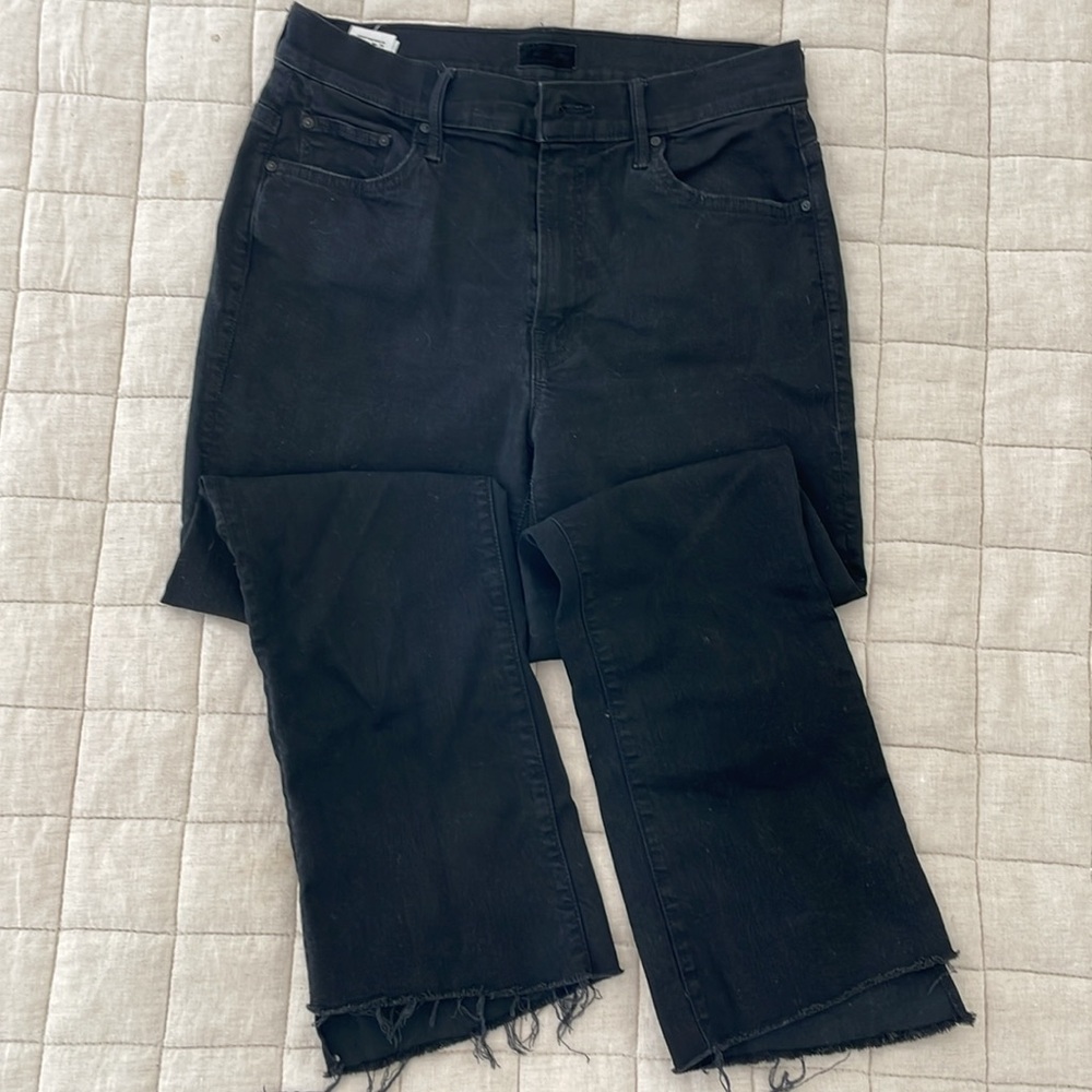 MOTHER black denim mid-rise jeans, size 29.